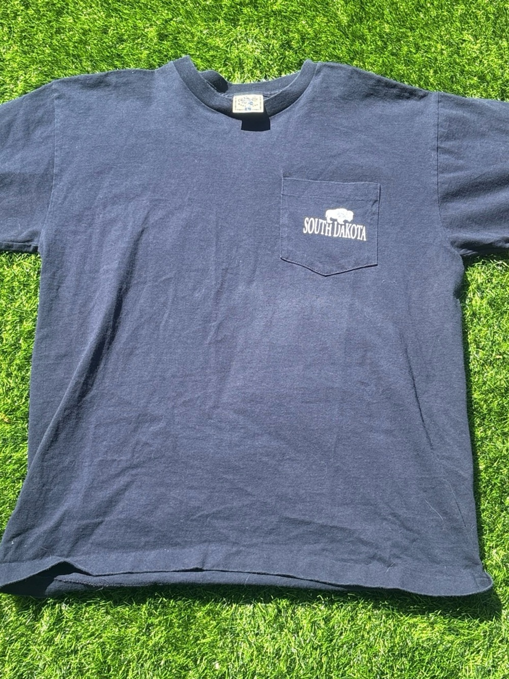 South Dakota Pocket Tee - Men's Navy Short Sleeve Shirt Large